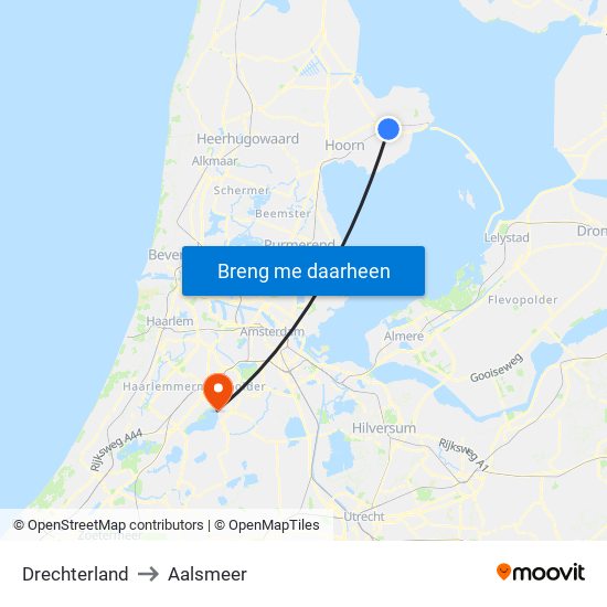 Drechterland to Aalsmeer map