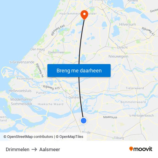 Drimmelen to Aalsmeer map