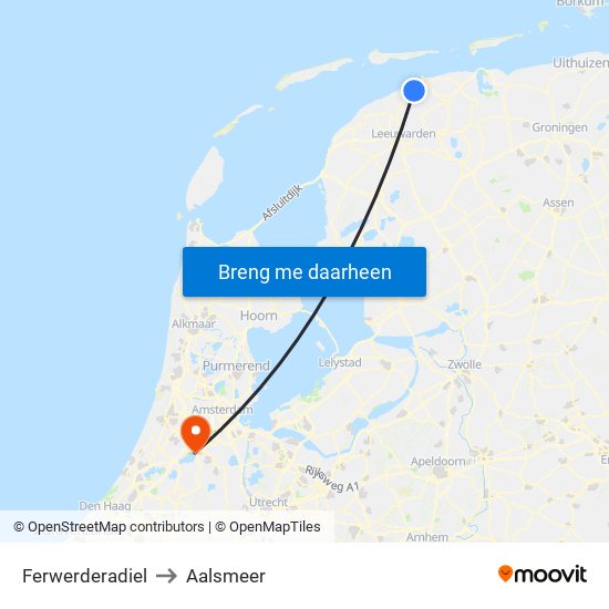 Ferwerderadiel to Aalsmeer map