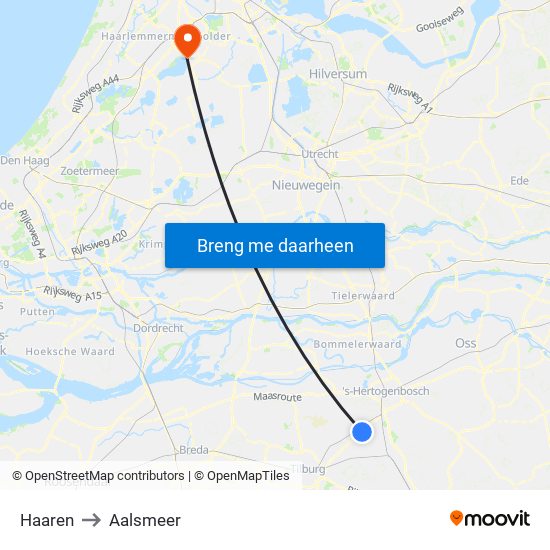 Haaren to Aalsmeer map