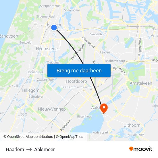 Haarlem to Aalsmeer map