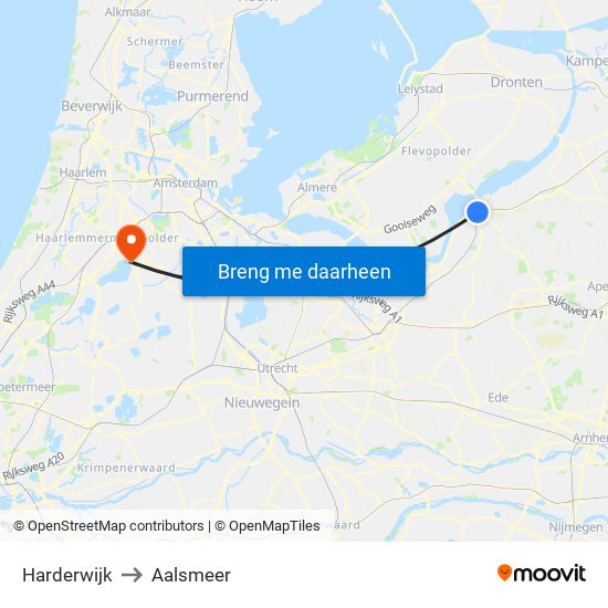 Harderwijk to Aalsmeer map
