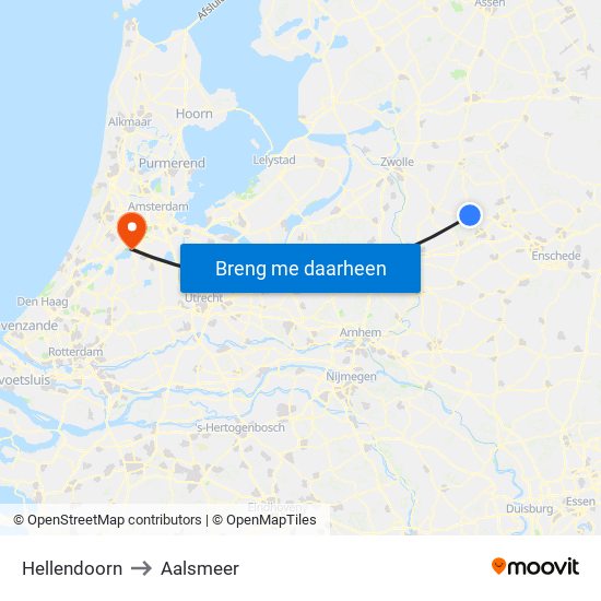 Hellendoorn to Aalsmeer map