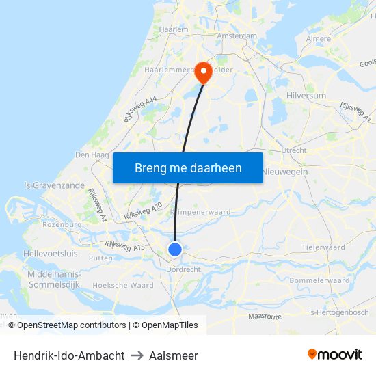 Hendrik-Ido-Ambacht to Aalsmeer map