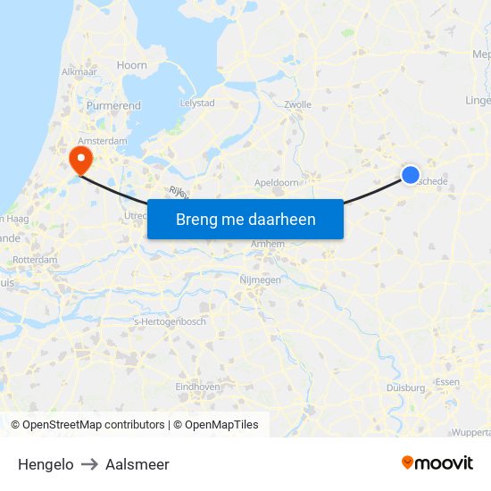Hengelo to Aalsmeer map