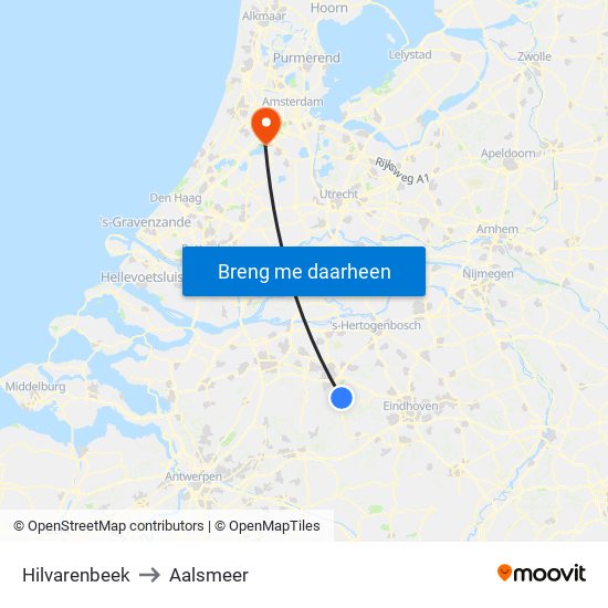 Hilvarenbeek to Aalsmeer map