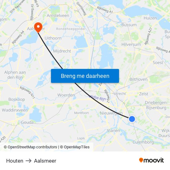 Houten to Aalsmeer map