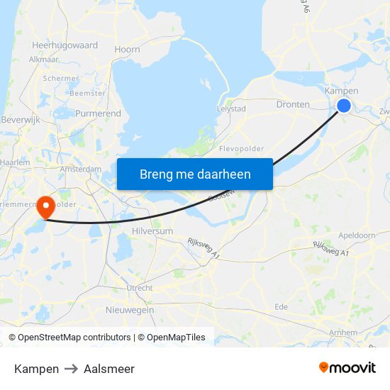 Kampen to Aalsmeer map