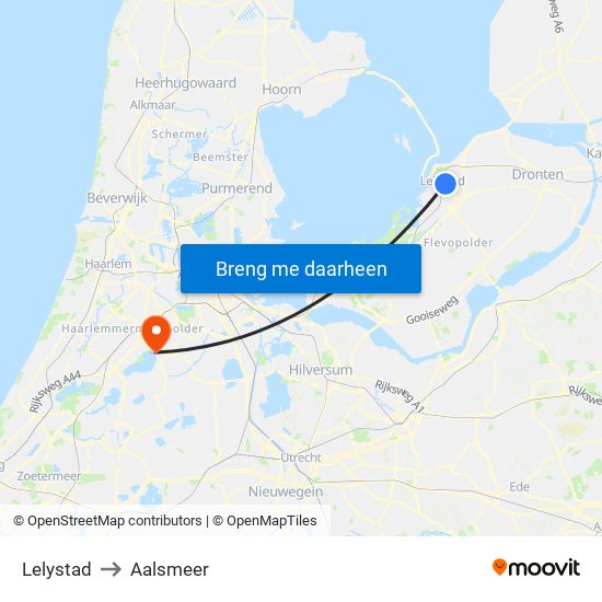 Lelystad to Aalsmeer map
