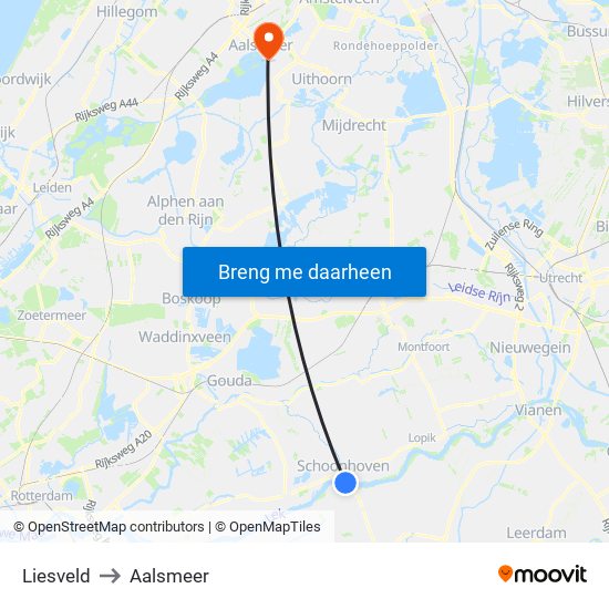 Liesveld to Aalsmeer map