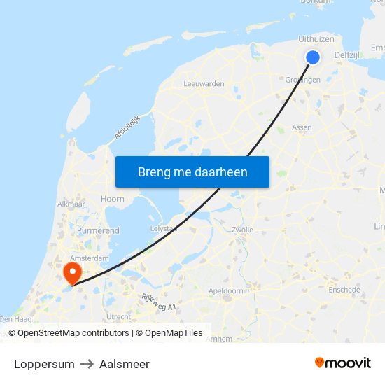 Loppersum to Aalsmeer map