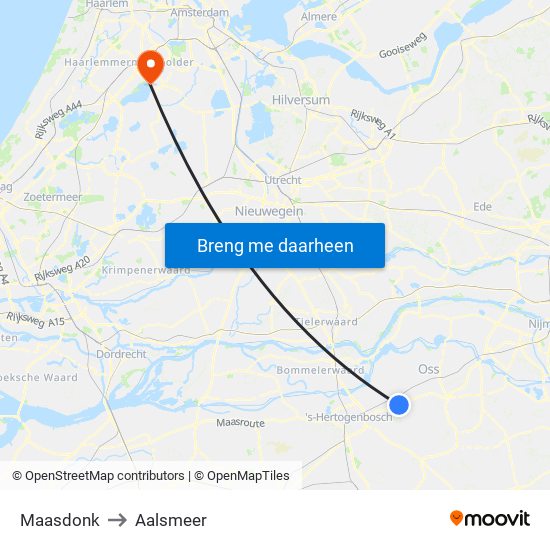 Maasdonk to Aalsmeer map