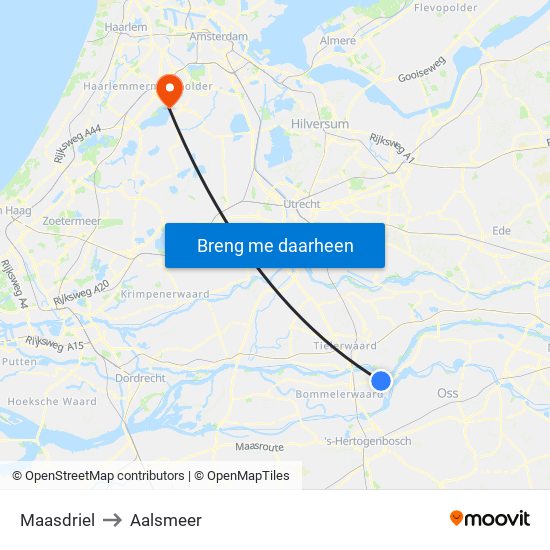 Maasdriel to Aalsmeer map