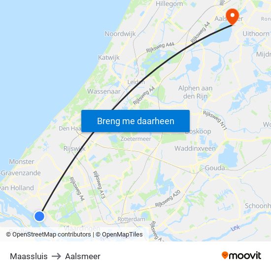 Maassluis to Aalsmeer map