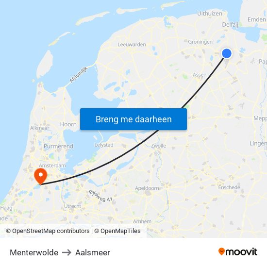 Menterwolde to Aalsmeer map