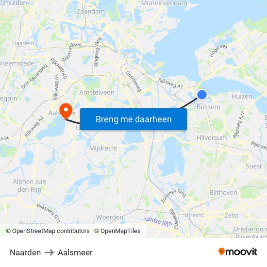 Naarden to Aalsmeer map