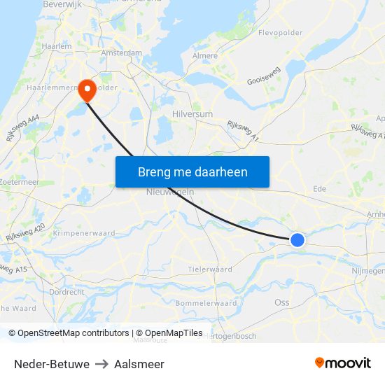 Neder-Betuwe to Aalsmeer map