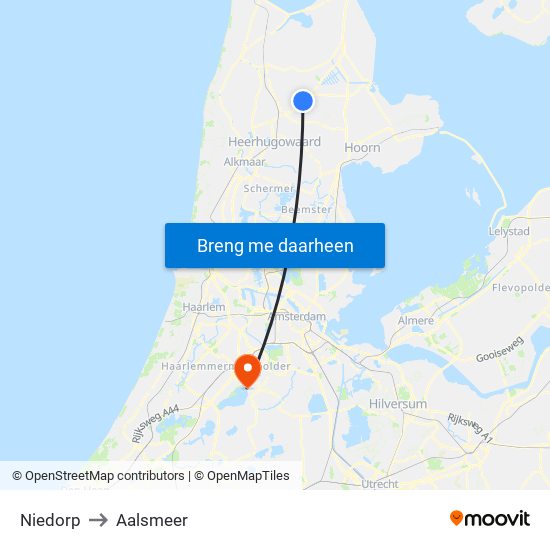 Niedorp to Aalsmeer map