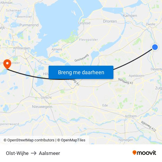 Olst-Wijhe to Aalsmeer map
