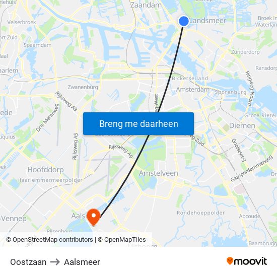Oostzaan to Aalsmeer map