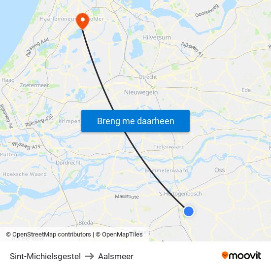 Sint-Michielsgestel to Aalsmeer map