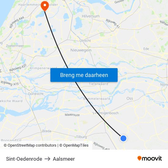 Sint-Oedenrode to Aalsmeer map