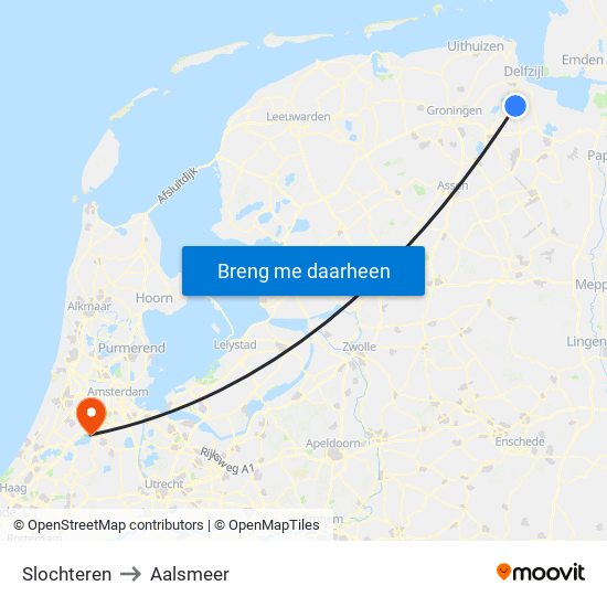 Slochteren to Aalsmeer map