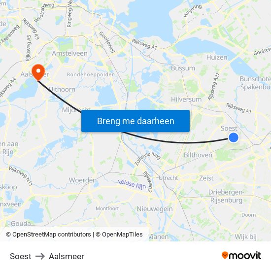 Soest to Aalsmeer map