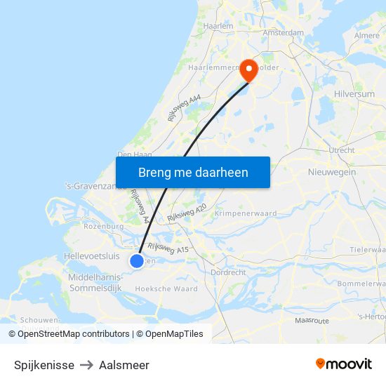 Spijkenisse to Aalsmeer map
