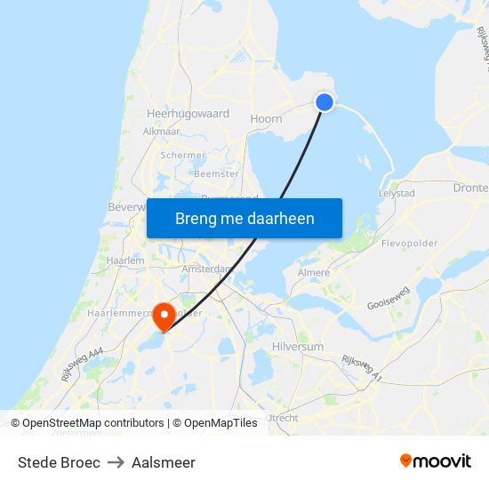 Stede Broec to Aalsmeer map