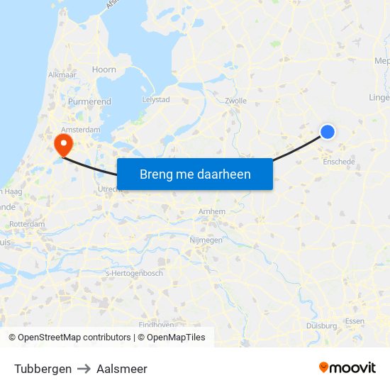 Tubbergen to Aalsmeer map