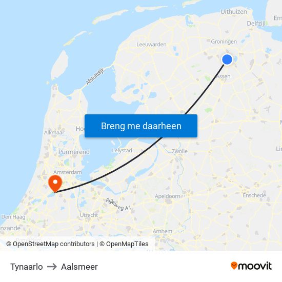 Tynaarlo to Aalsmeer map