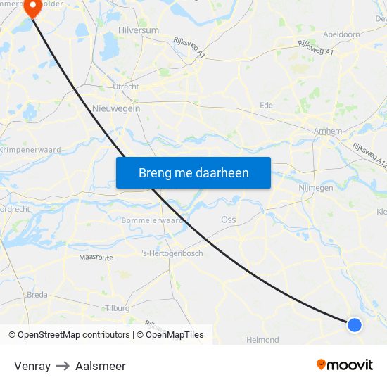 Venray to Aalsmeer map
