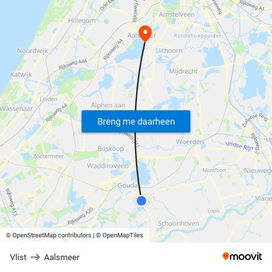 Vlist to Aalsmeer map
