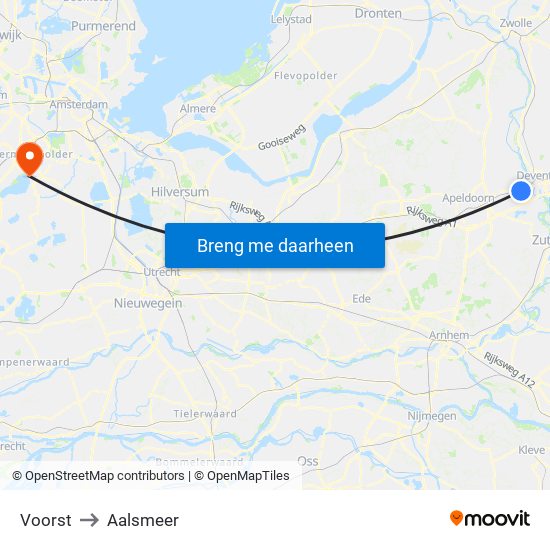Voorst to Aalsmeer map
