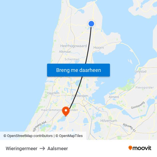 Wieringermeer to Aalsmeer map