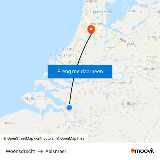 Woensdrecht to Aalsmeer map