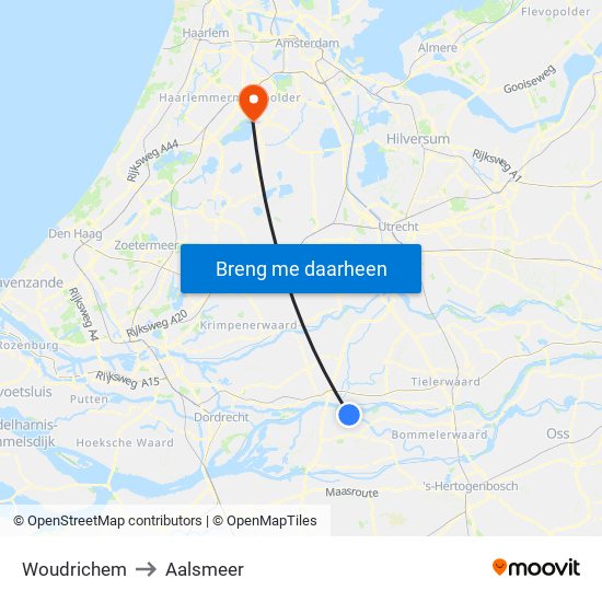 Woudrichem to Aalsmeer map