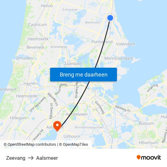 Zeevang to Aalsmeer map