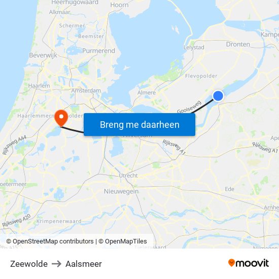 Zeewolde to Aalsmeer map