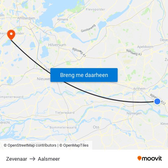 Zevenaar to Aalsmeer map