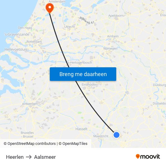 Heerlen to Aalsmeer map