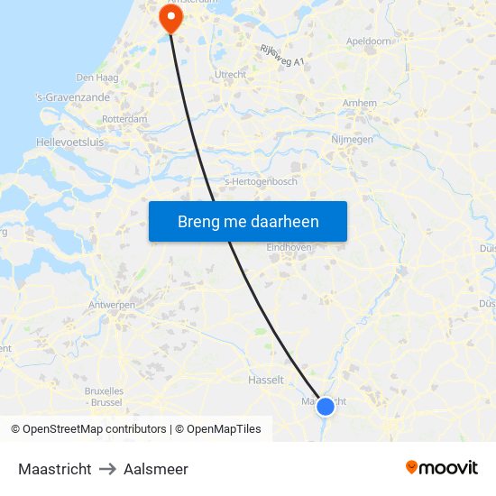 Maastricht to Aalsmeer map