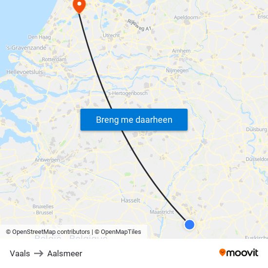Vaals to Aalsmeer map