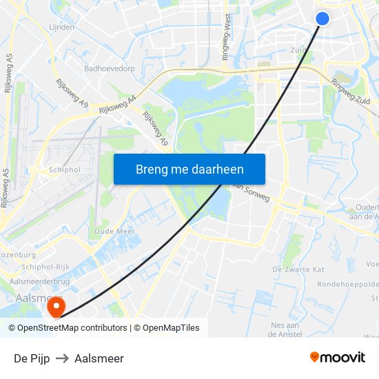 De Pijp to Aalsmeer map