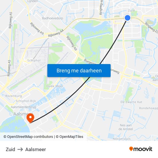 Zuid to Aalsmeer map