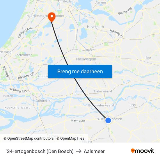 'S-Hertogenbosch (Den Bosch) to Aalsmeer map