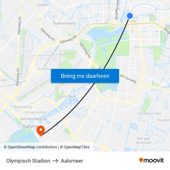 Olympisch Stadion to Aalsmeer map