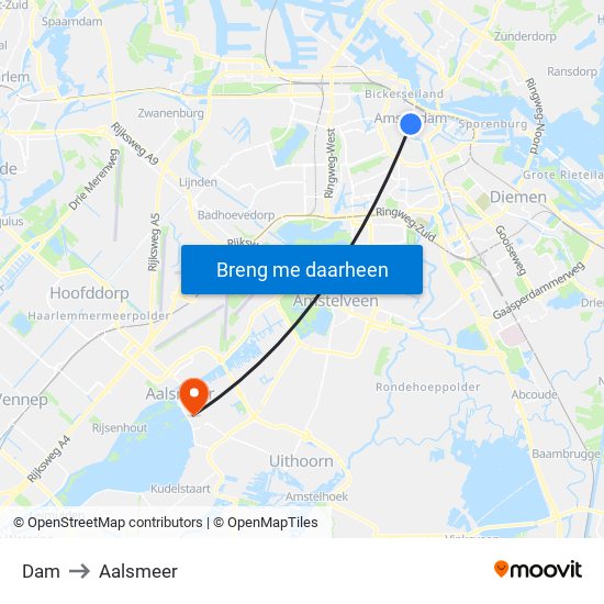 Dam to Aalsmeer map