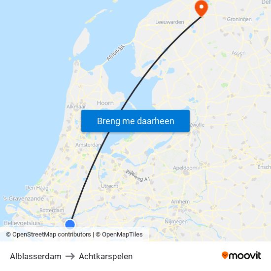 Alblasserdam to Achtkarspelen map